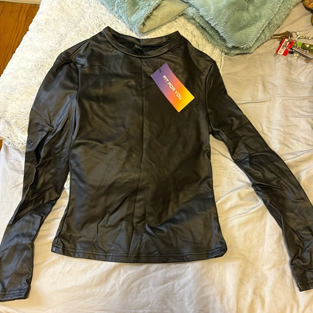 Long sleeve leather top